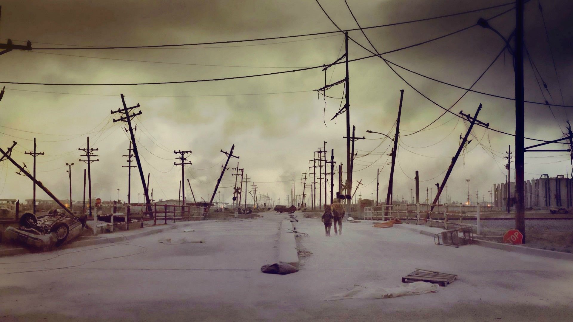 عکس استوک از شهر متروکه در زمستان و طوفانی از خاک 