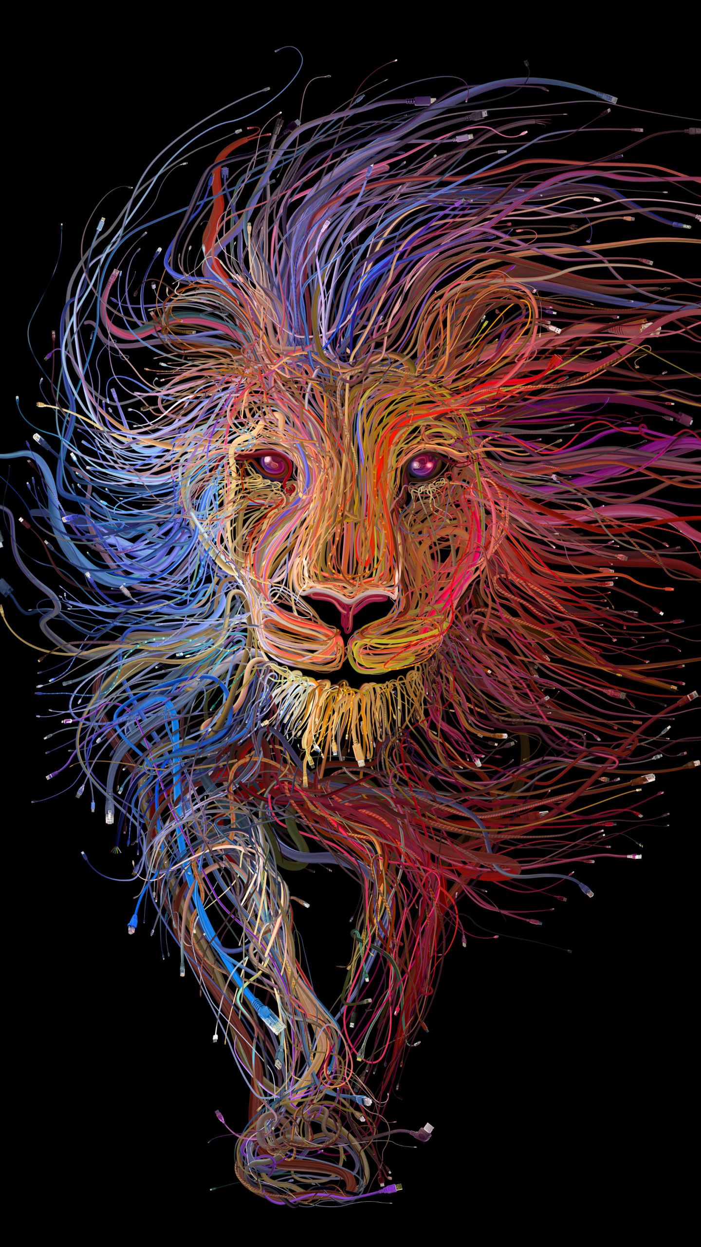 عکس جدید خفن پسرانه شیر جنگل با خطوط درهم تنیده برای زمینه گوشی آیفون ویژه خاص پسندها