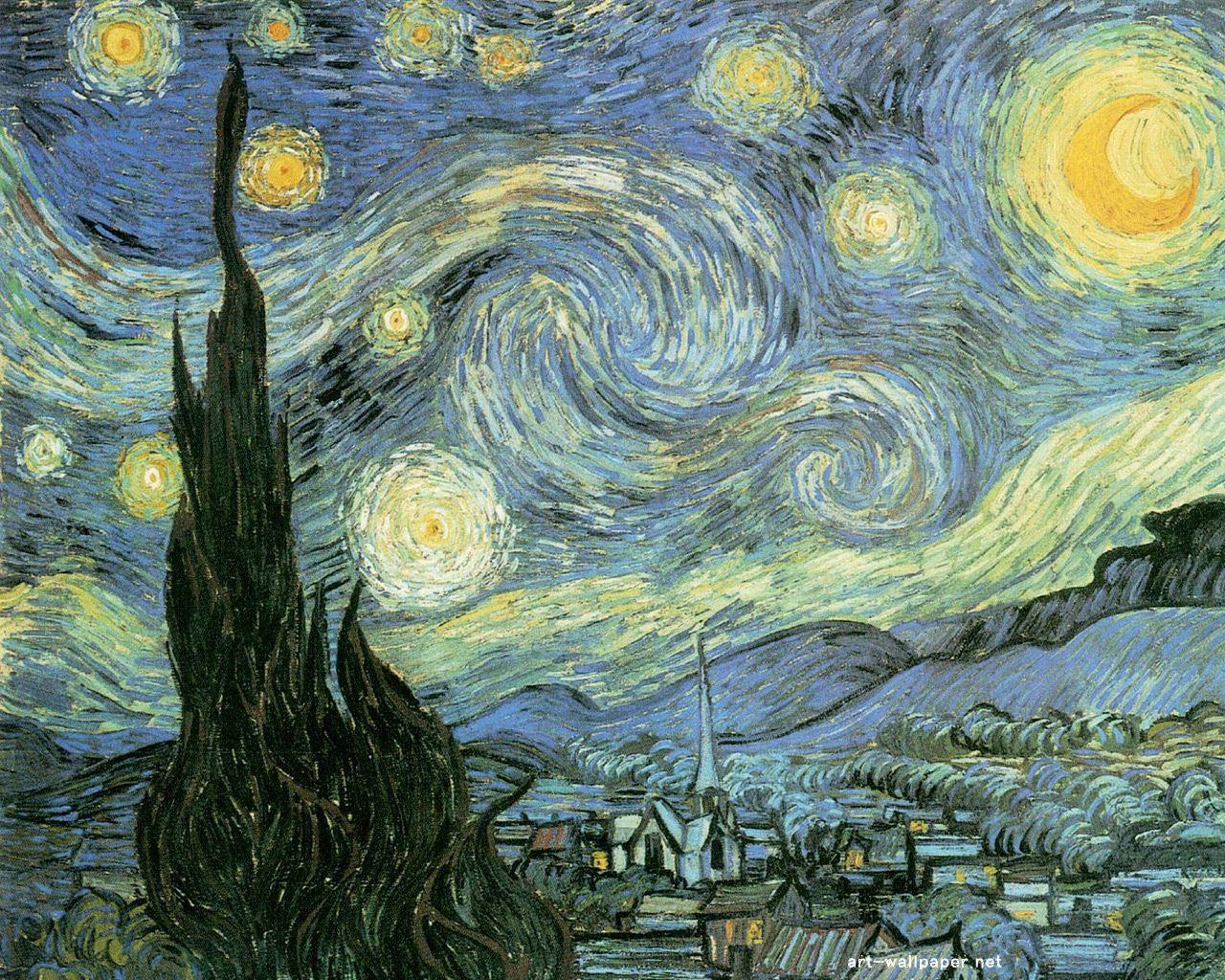 دانلود عکس واقعی و اصلی نقاشی شب پر ستاره از ونسان ون گوگ