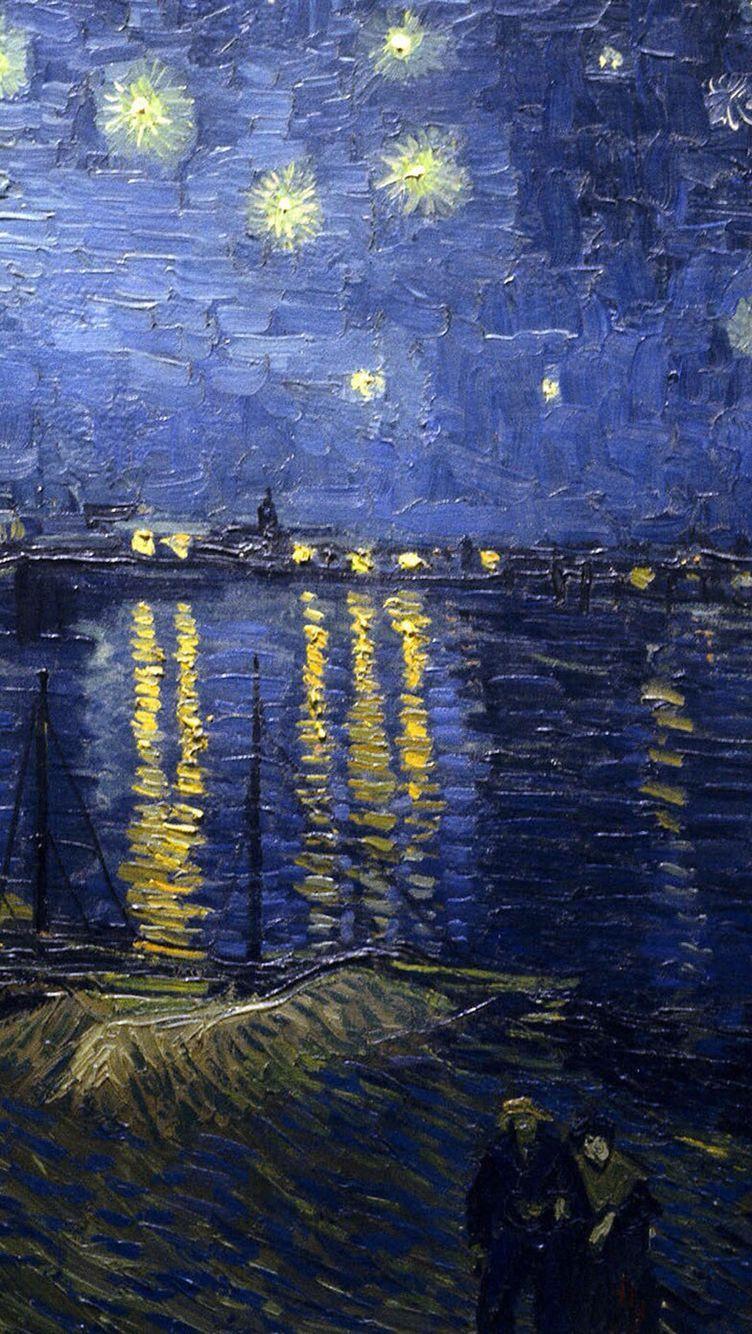 تابلو نقاشی شب پر ستاره برفراز رُن ون گوگ 