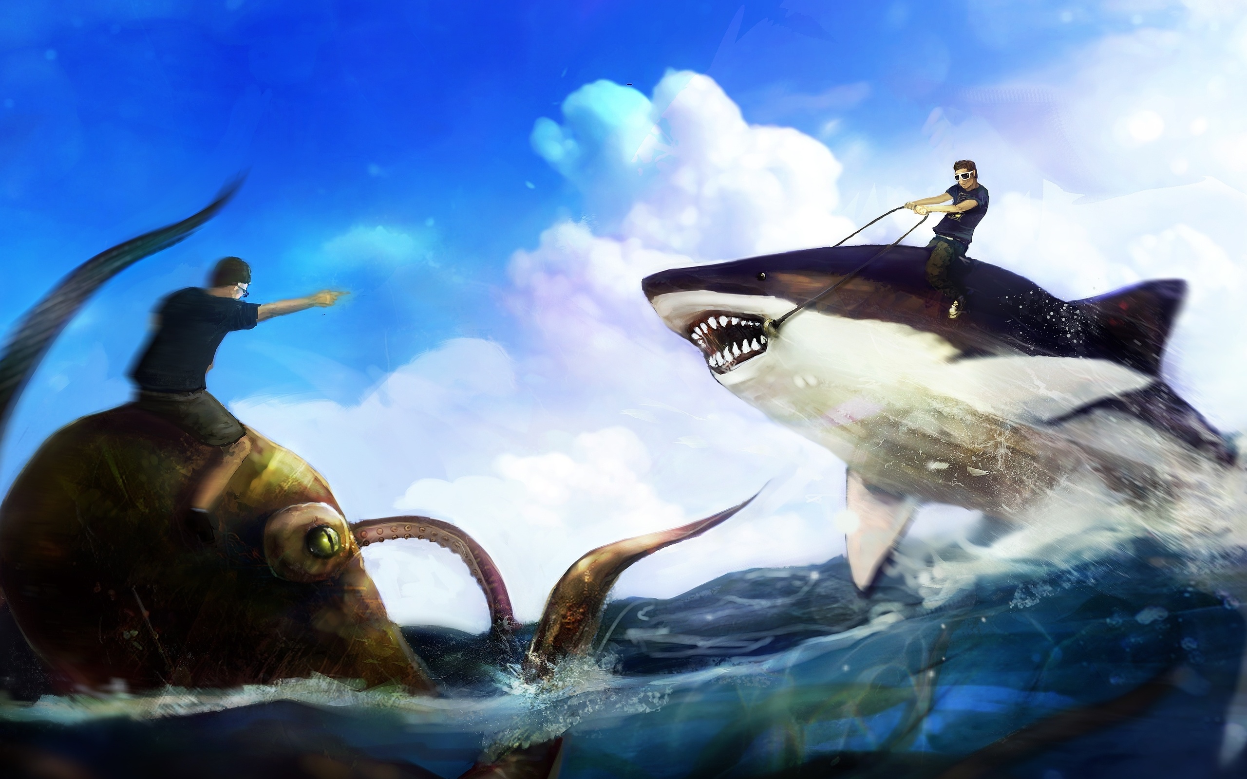 تصویر باکیفیت موجود دریایی همراه با نهنگ و وال برای جلد کتاب داستان