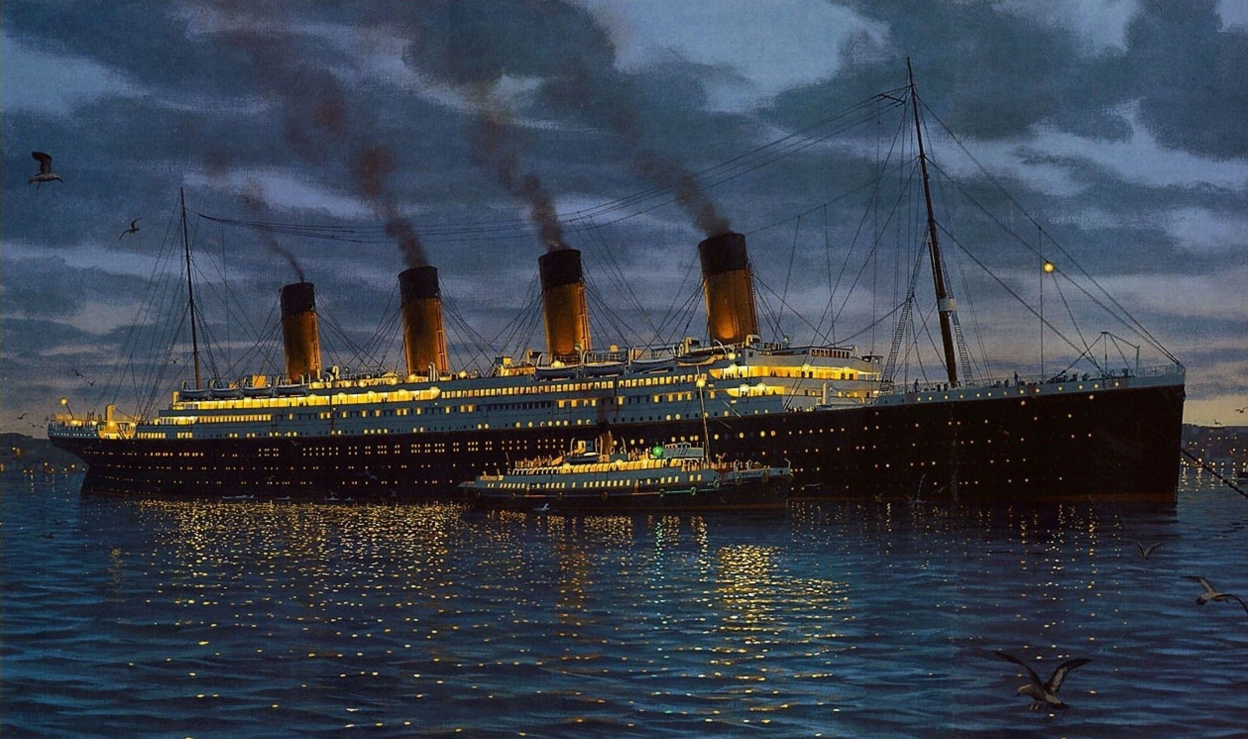 نقاشی شگفت انگیز کشتی معروف تایتانیک در شب مناسب ایده
