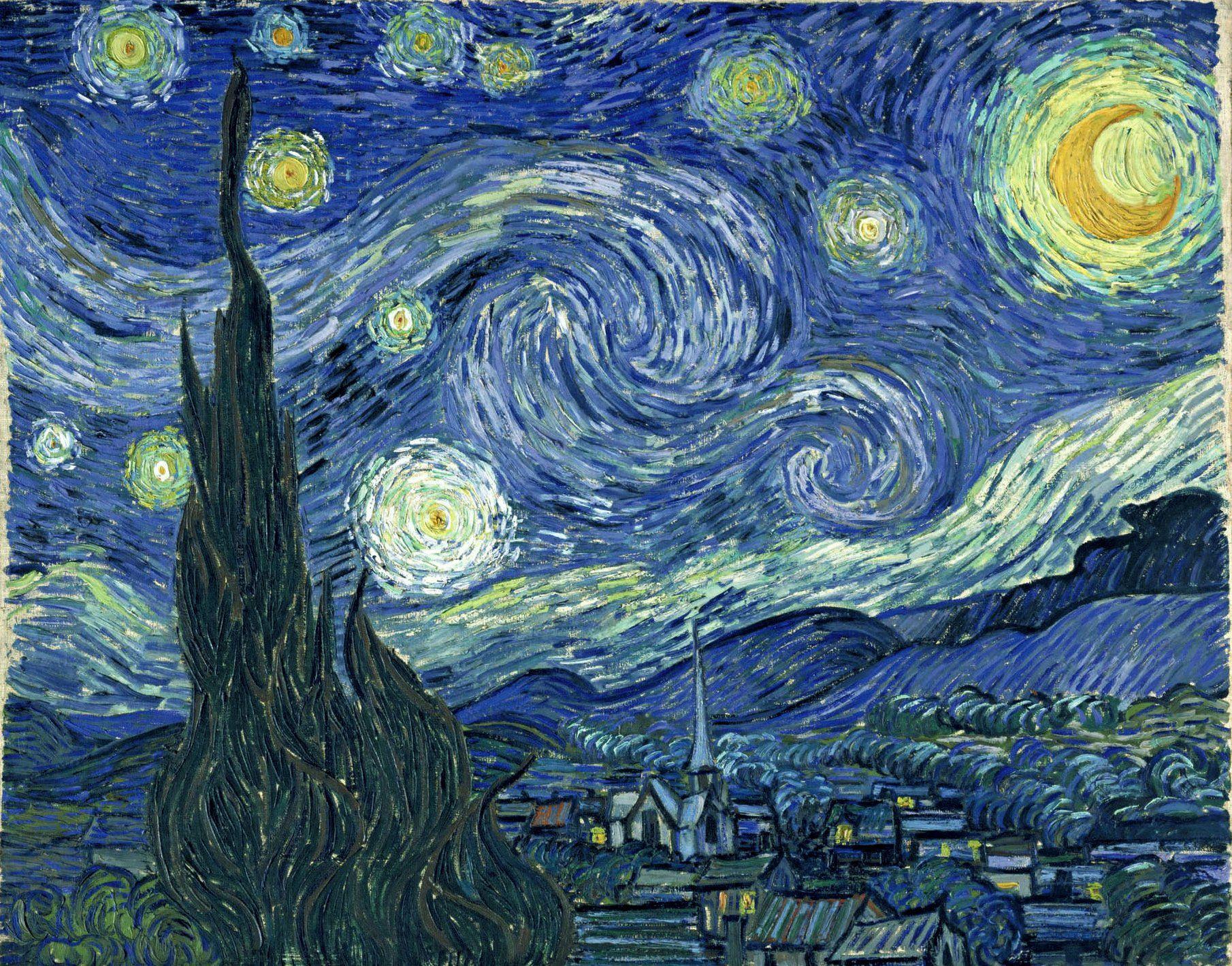 والپیپر خیلی خوب و دیدنی از آثار زیبای ونسان ونگوگ شب پر ستاره 
