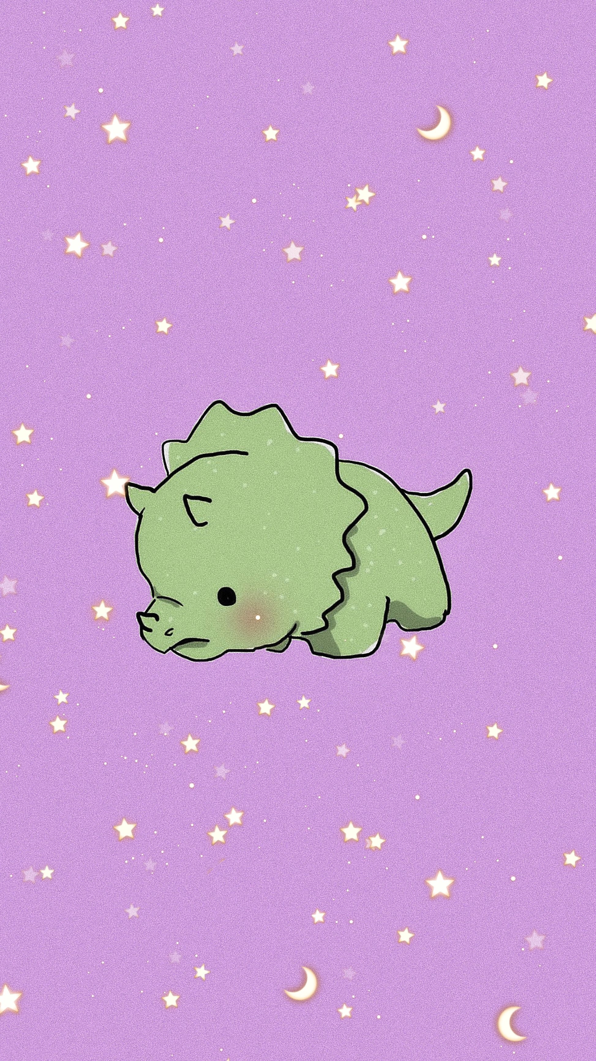 جدیدترین والپیپر بچه دایناسور با زمینه بفش پر از ستاره