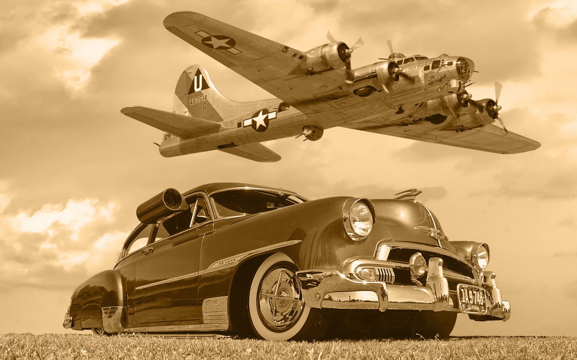 عکس پروفایل بسیار شگفت انگیز هواپیما و ماشین قدیمی