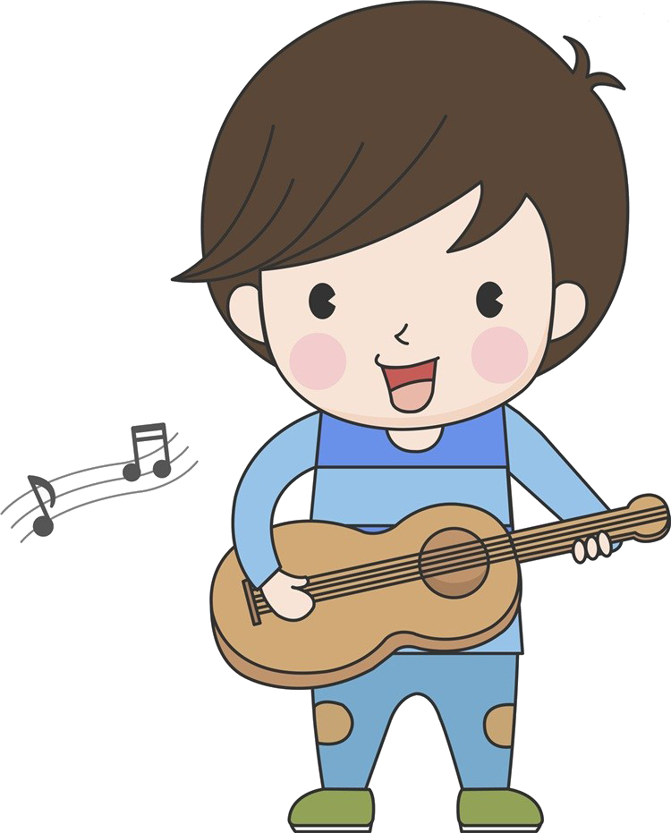 عکس PNG پسر بچه گیتاریست برای تابلوی مراکز آموزش موسیقی کودکان