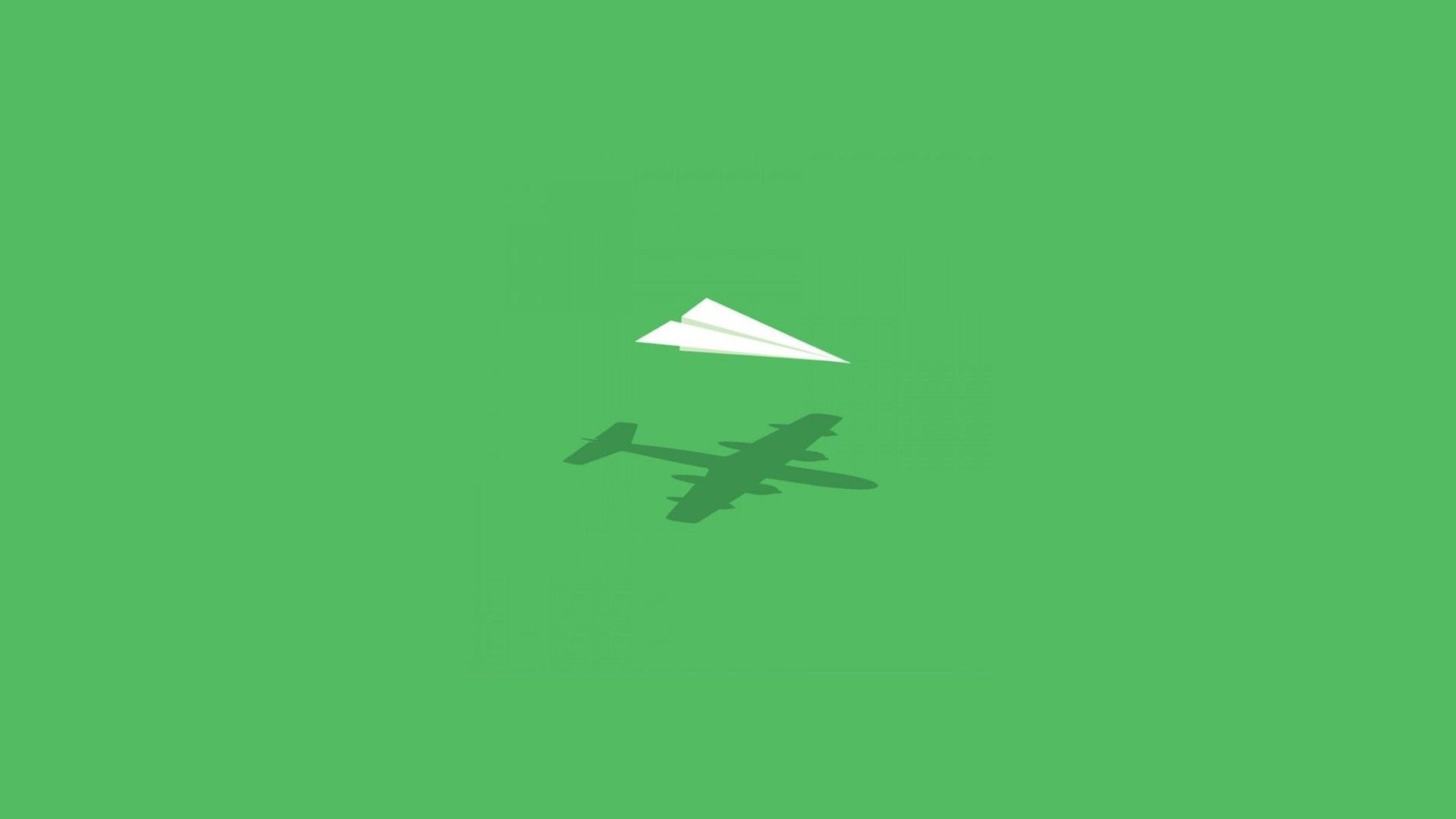 بک گراند جالب هواپیما کاغذی سفید در زمینه سبز مخصوص دسکتاپ