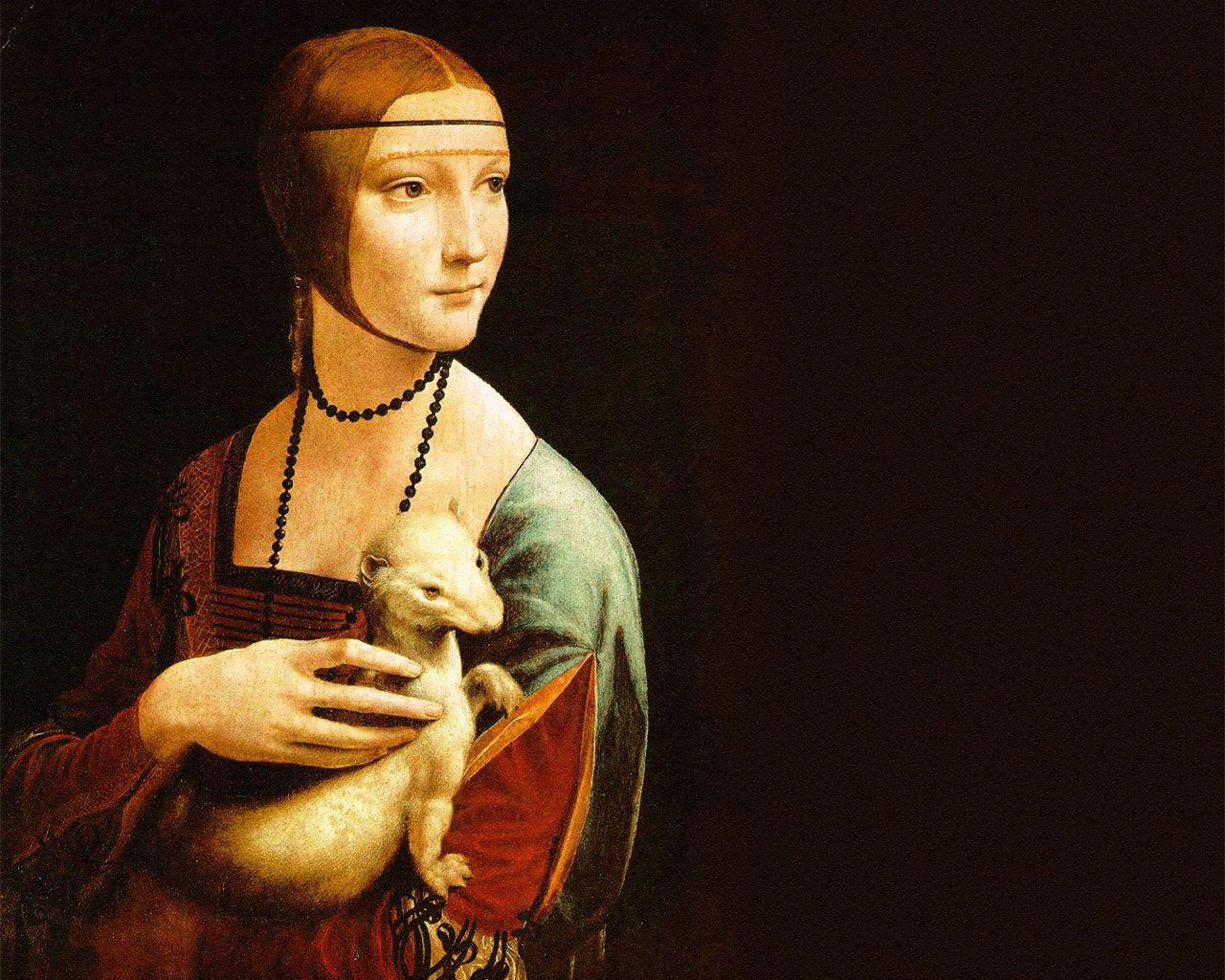 عکس نقاشی بانویی با قاقم از نقاش مشهور ایتالیایی لئوناردو داوینچی