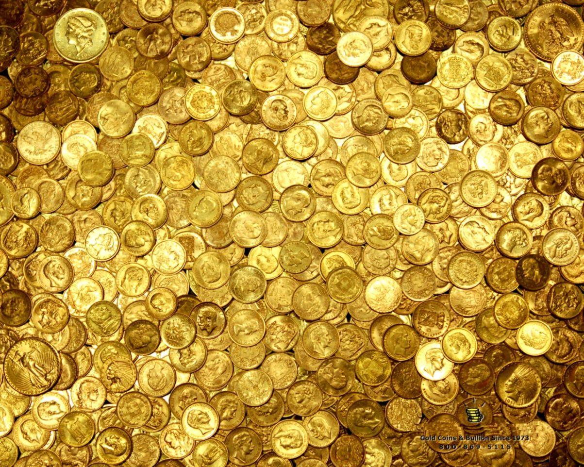 تصویر تعداد زیادی سکه طلایی جمع شده در یکجا برای دانلود 