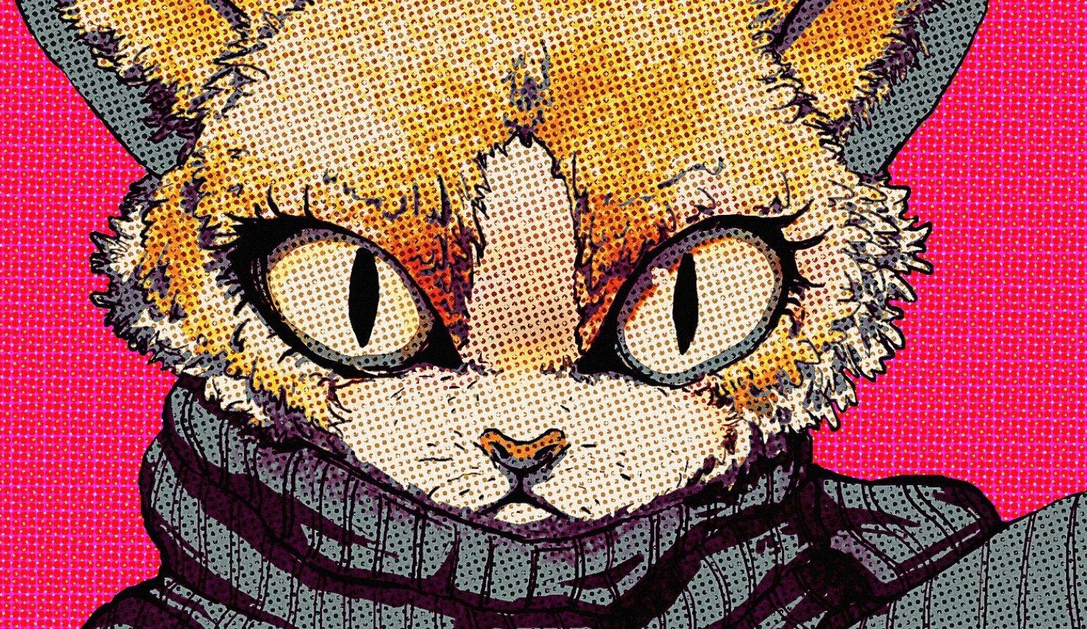 تصویر استوک هنری از شخصیت کارتونی گربه معروف مناسب چاپ تابلو فرش 
