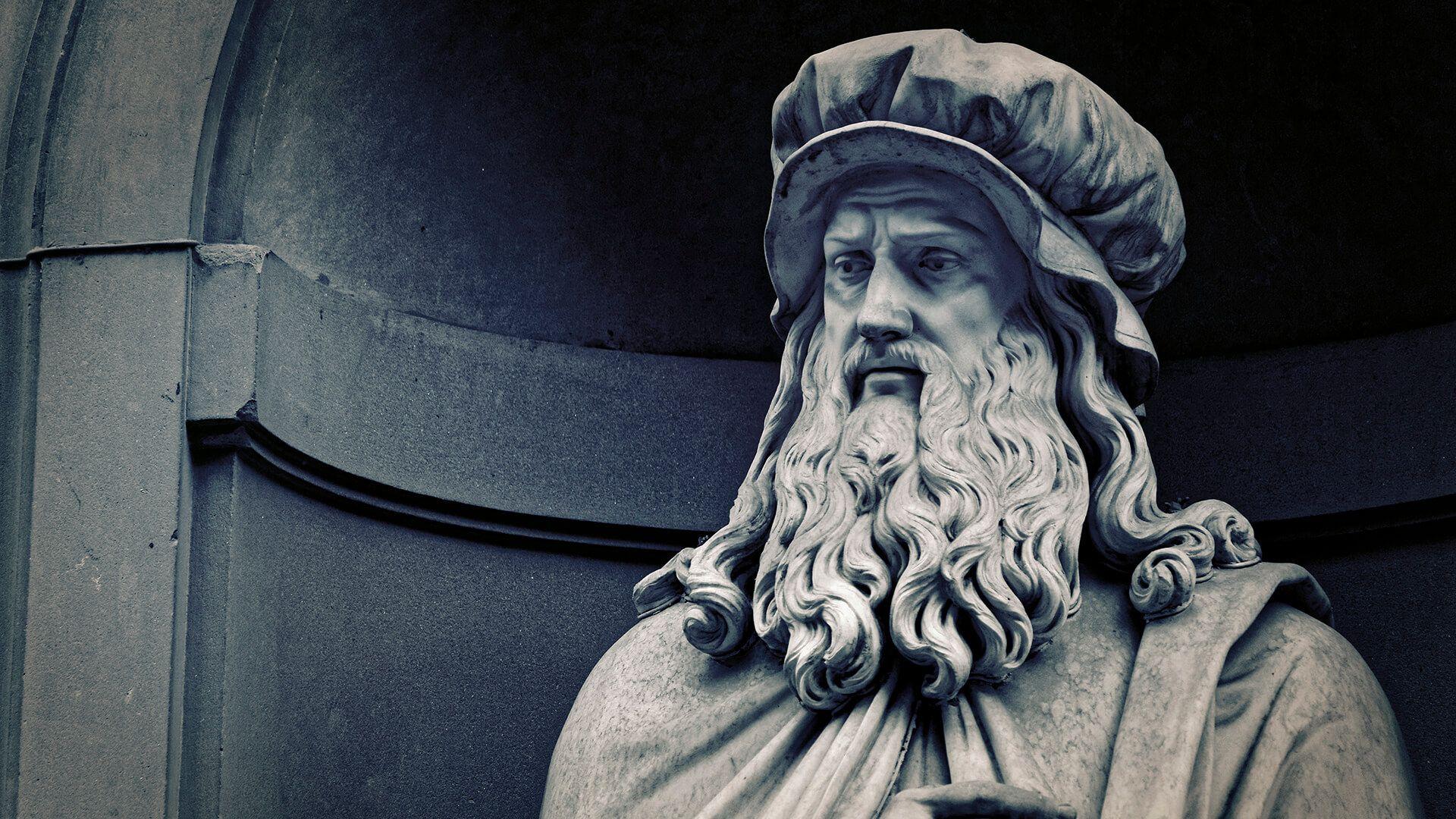 مجسمه لئوناردو داوینچی هنرمند و نقاش ایتالیایی شناخته شده تاریخ