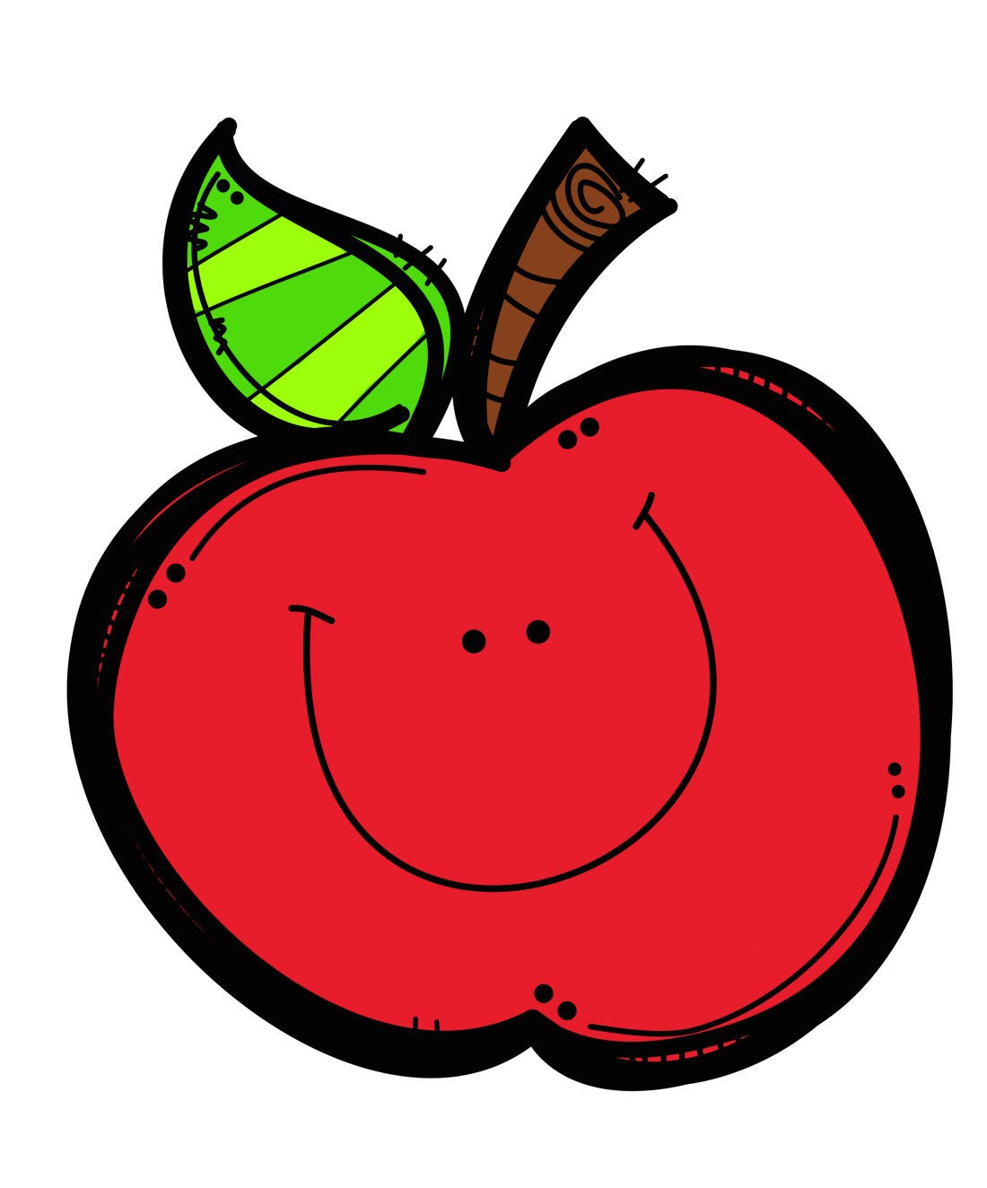 دانلود png سیب قرمز بامزه و خندان به شکل کاملا رایگان