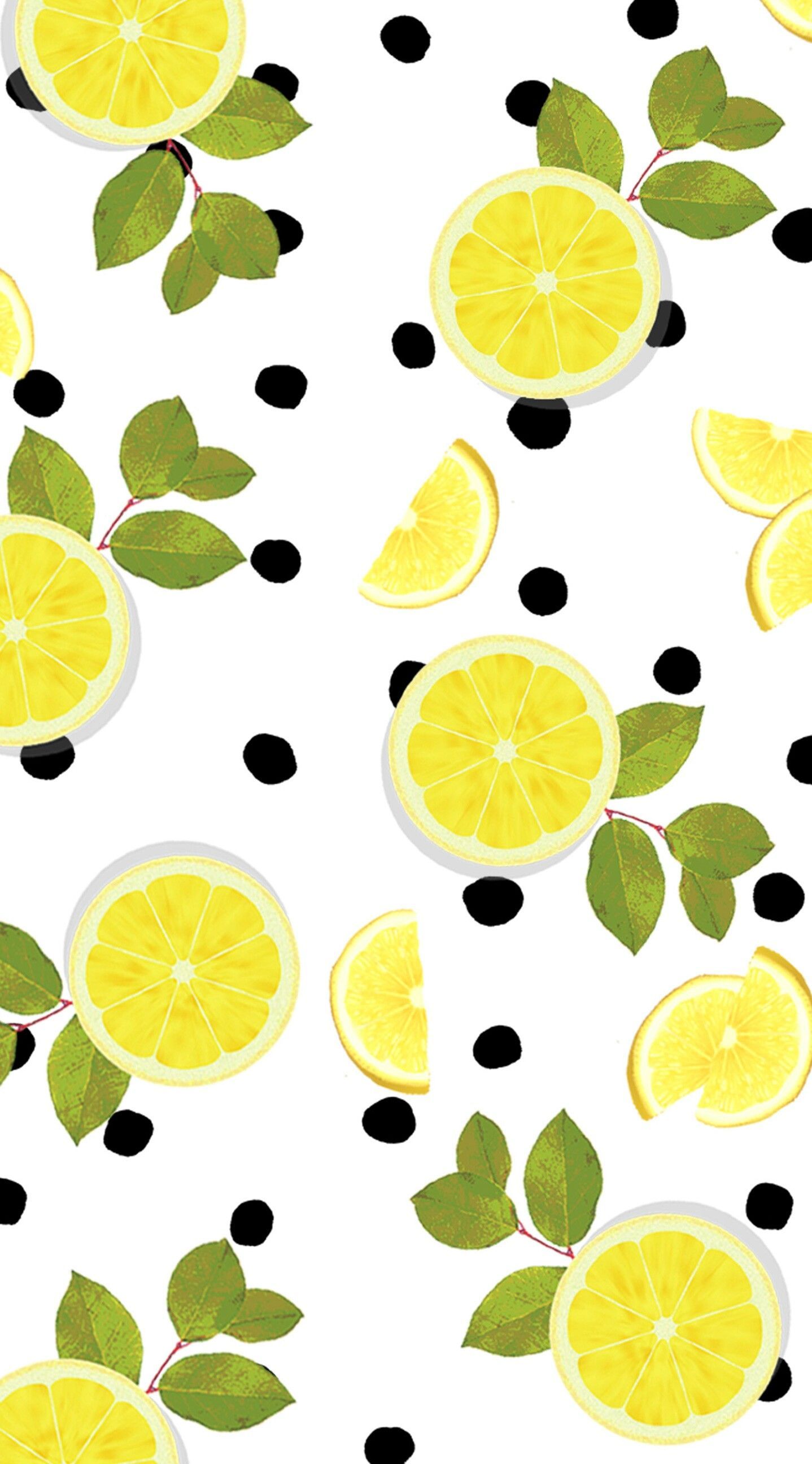 والپیپر قشنگ از لیمو های طلایی با برگ های سبز لجنی