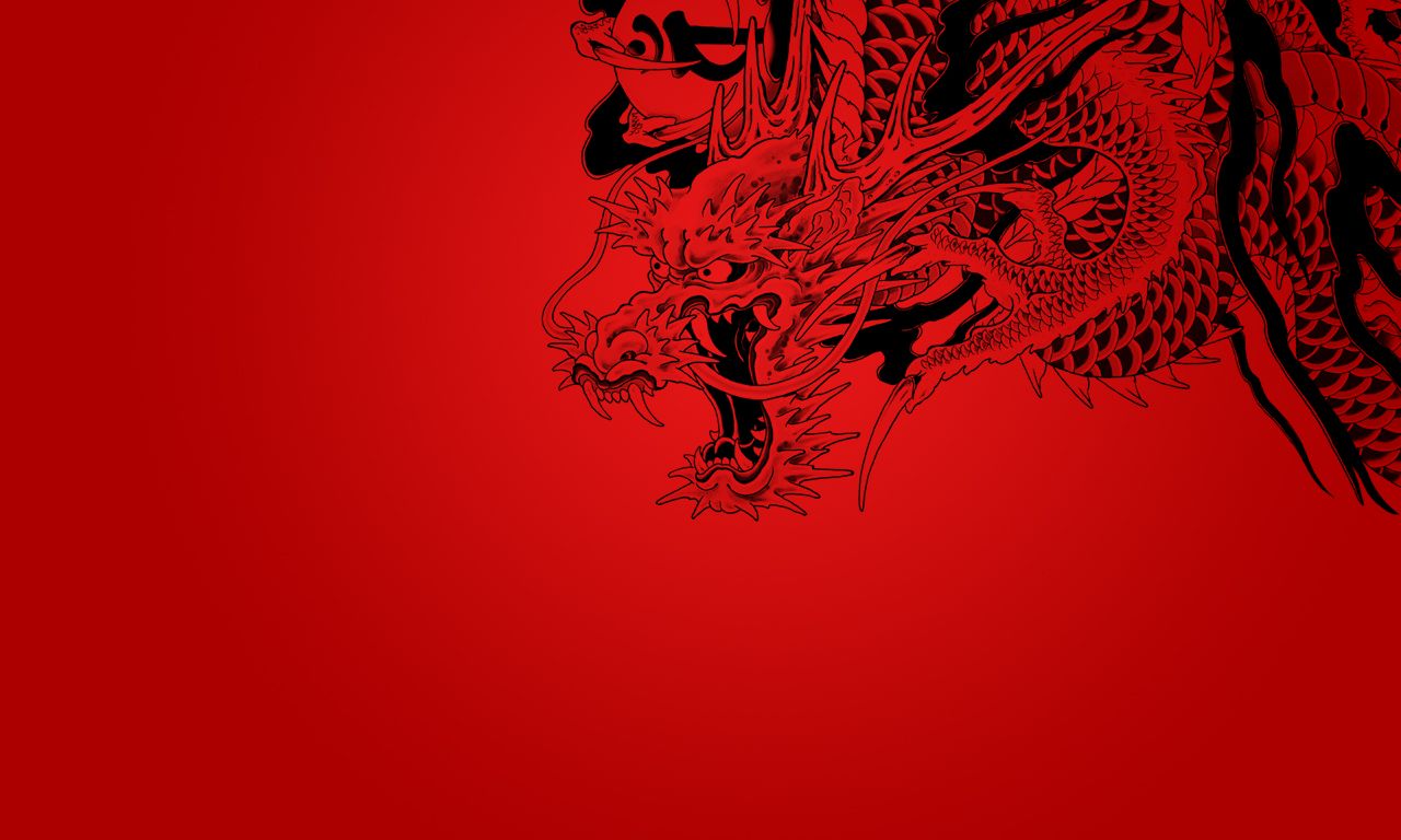 تصویر زمینه قرمز اژدهای ژاپنی برای لپ‌تاپ افراد باهوش