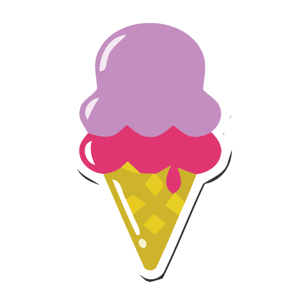 عکس گرافیکی بستنی قیفی دو اسکوپ صورتی و بنفش آماده استفاده به عنوان لوگو 