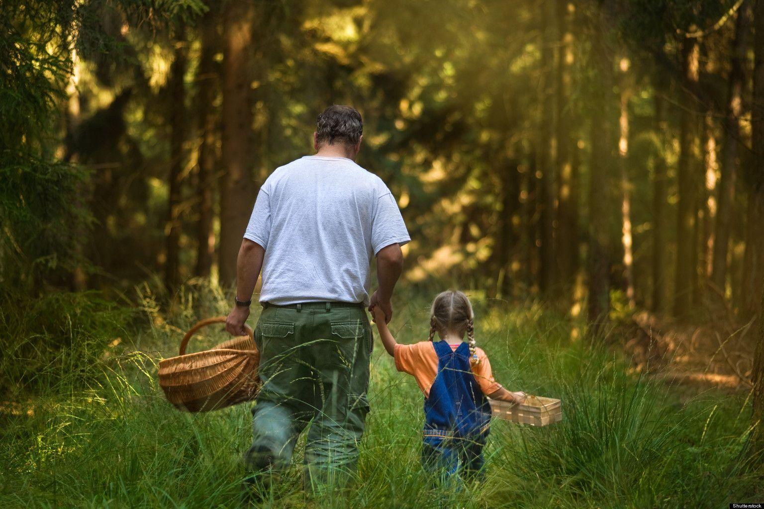 عکس دلنشین پدر و دختر بچه در جنگل برای پروفایل 