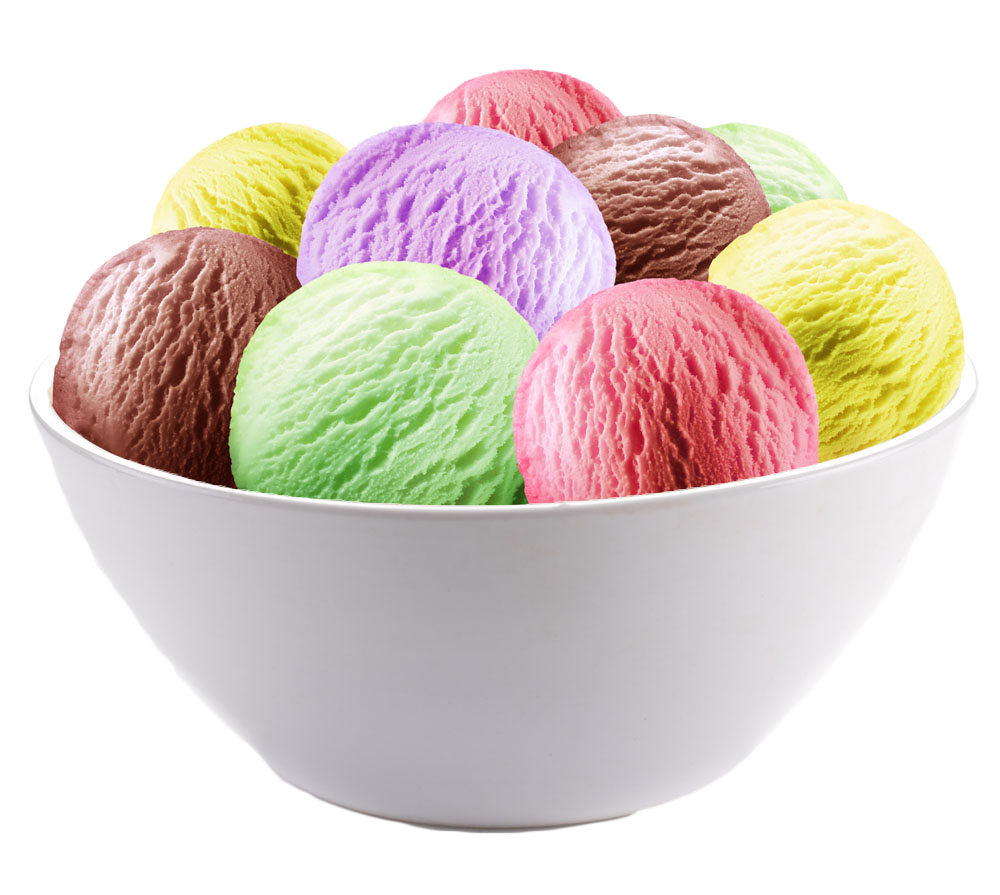 دانلود عکس ظرف پر از انواع مختلف بستنی های اسکوپی رنگارنگ 