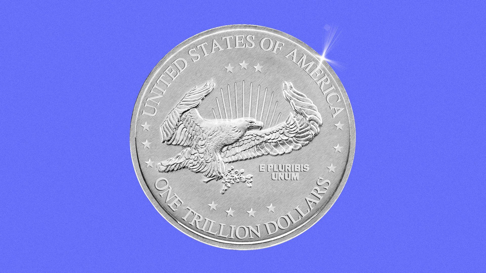 تصویر فول اچ دی full HD سکه نقره ای با عکس عقاب و بک گراند بنفش 