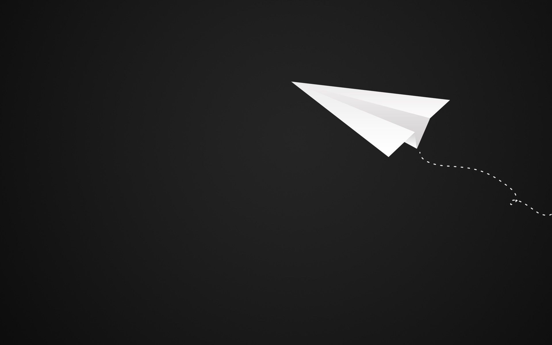 بک گراند گوگولی هواپیمای کاغذی سفید روی زمینه مشکی برای لپتاپ