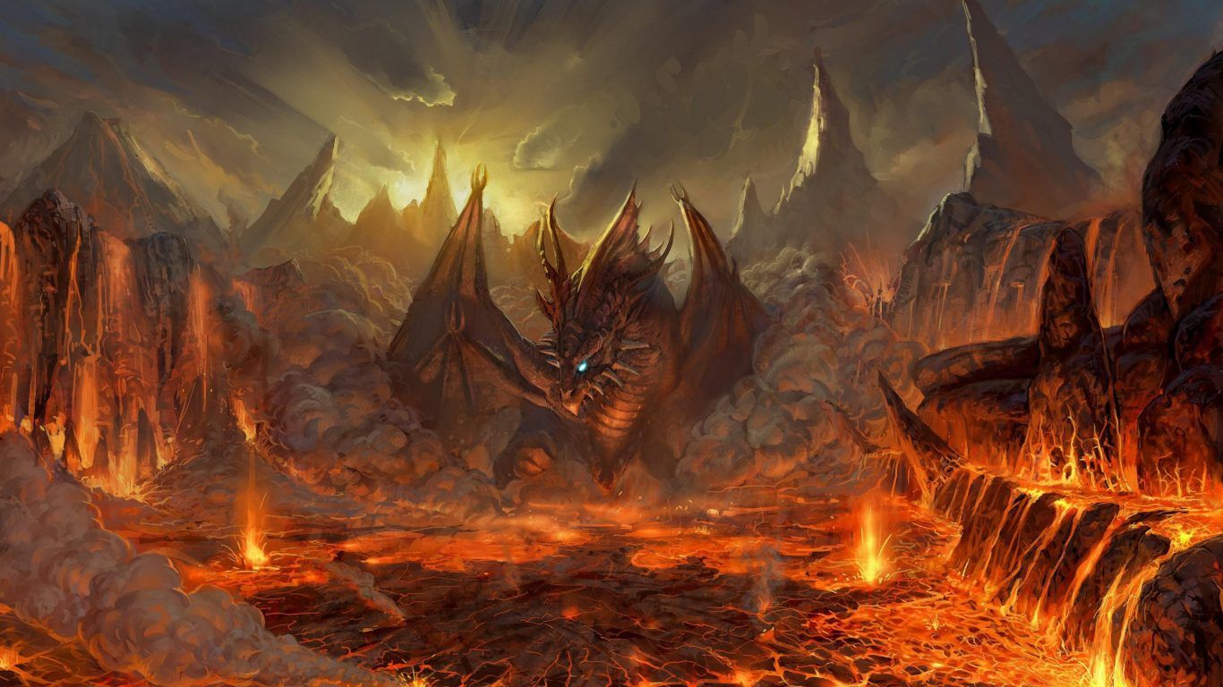 عکس سر زمین جنگ پادشاه اژدهای آتش و نابودی يکديگر با آتش 