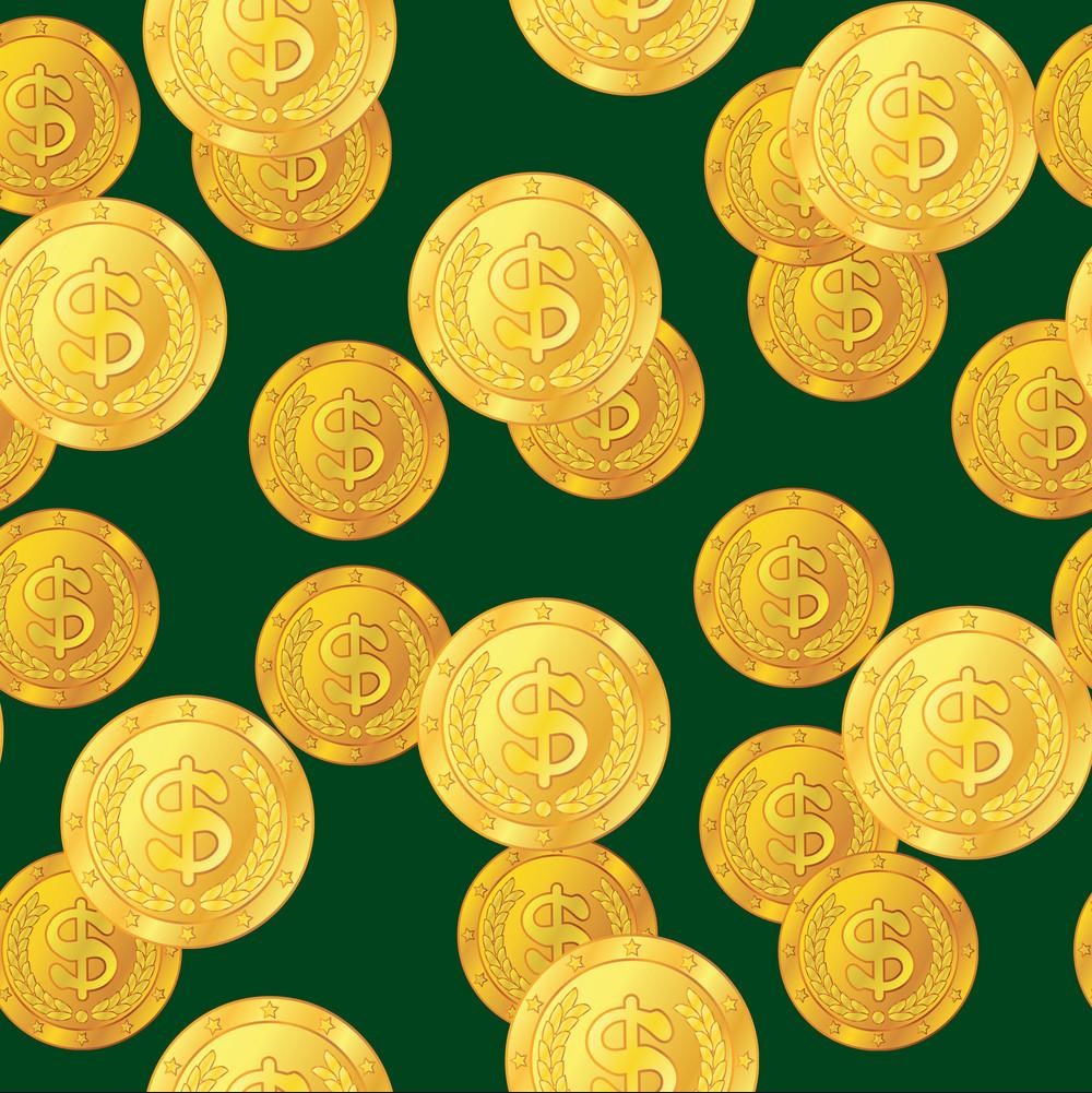 عکس گرافیکی و نقاشی کامپیوتری سکه طلایی دلاری آمریکا 