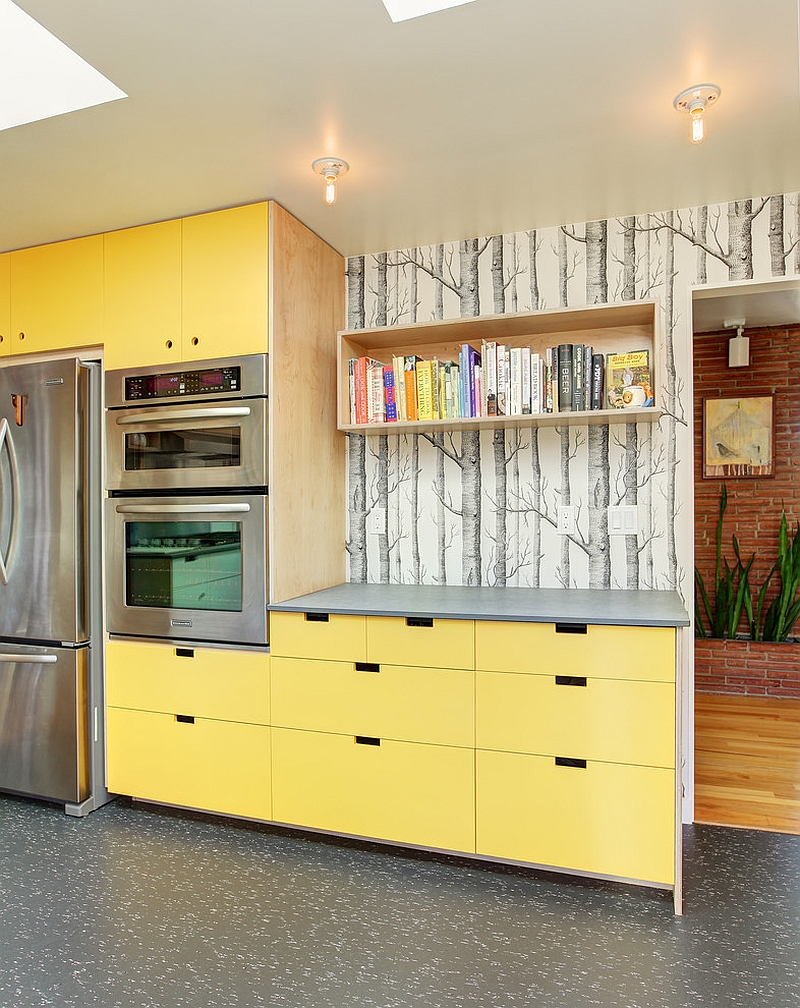  عکس قشنگ از آشپزخانه مدرن و شیک با کابینت های زرد رنگ 