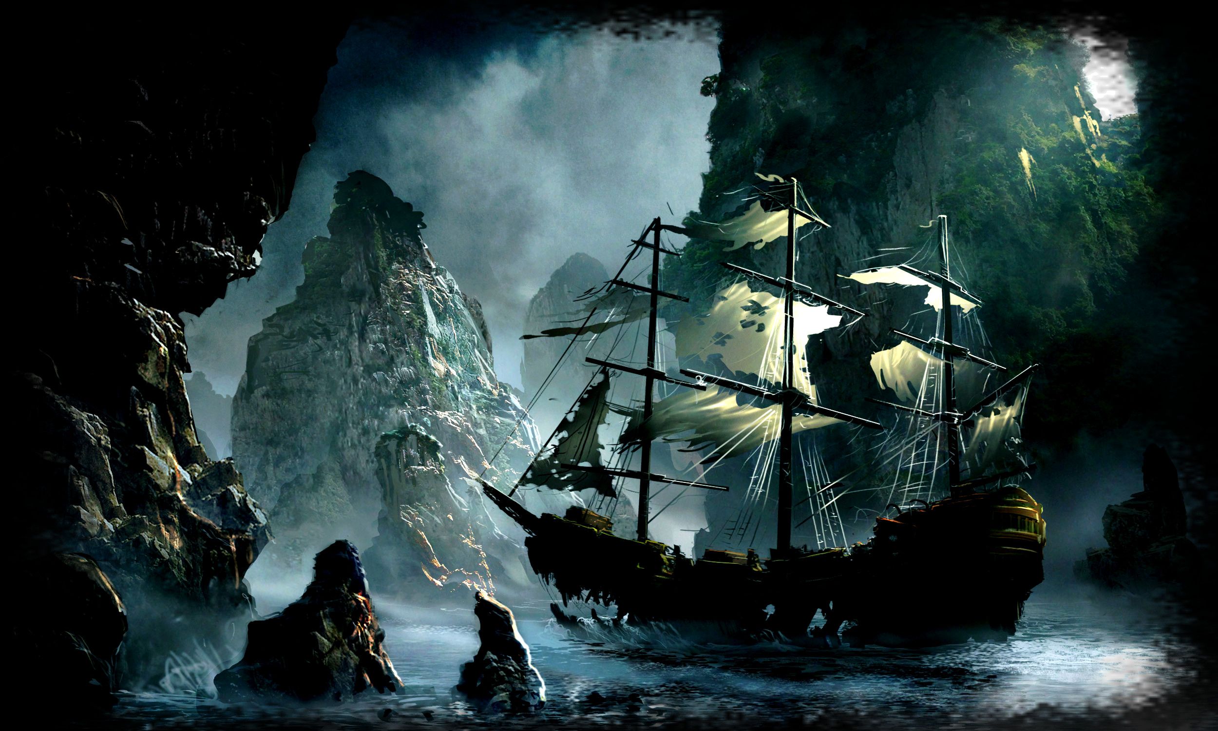 والپیپر جالب توجه لپتاپ با نقاشی کشتی متلاشی بر اثر طوفان