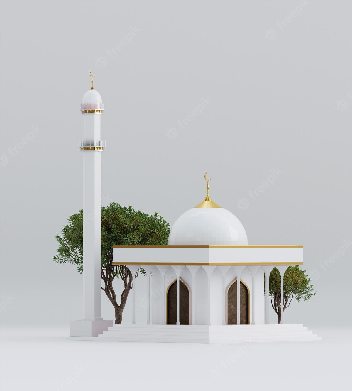 عکس منحصر به فرد و خاص از مسجد سفید با درختی سبز کنار آن 