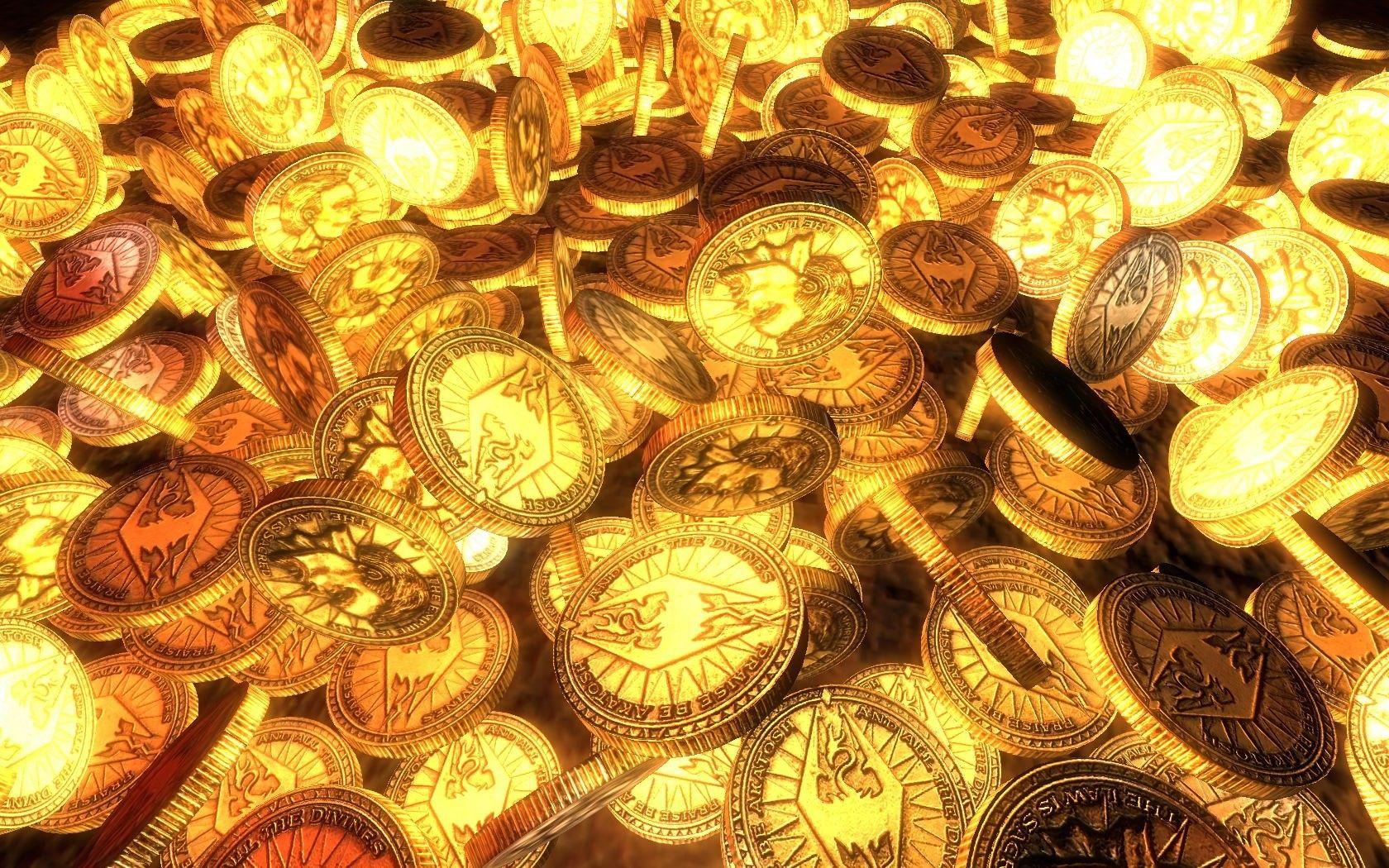تصویر زمینه سکه های طلایی در هم ریخته مناسب همه ی گوشی ها 