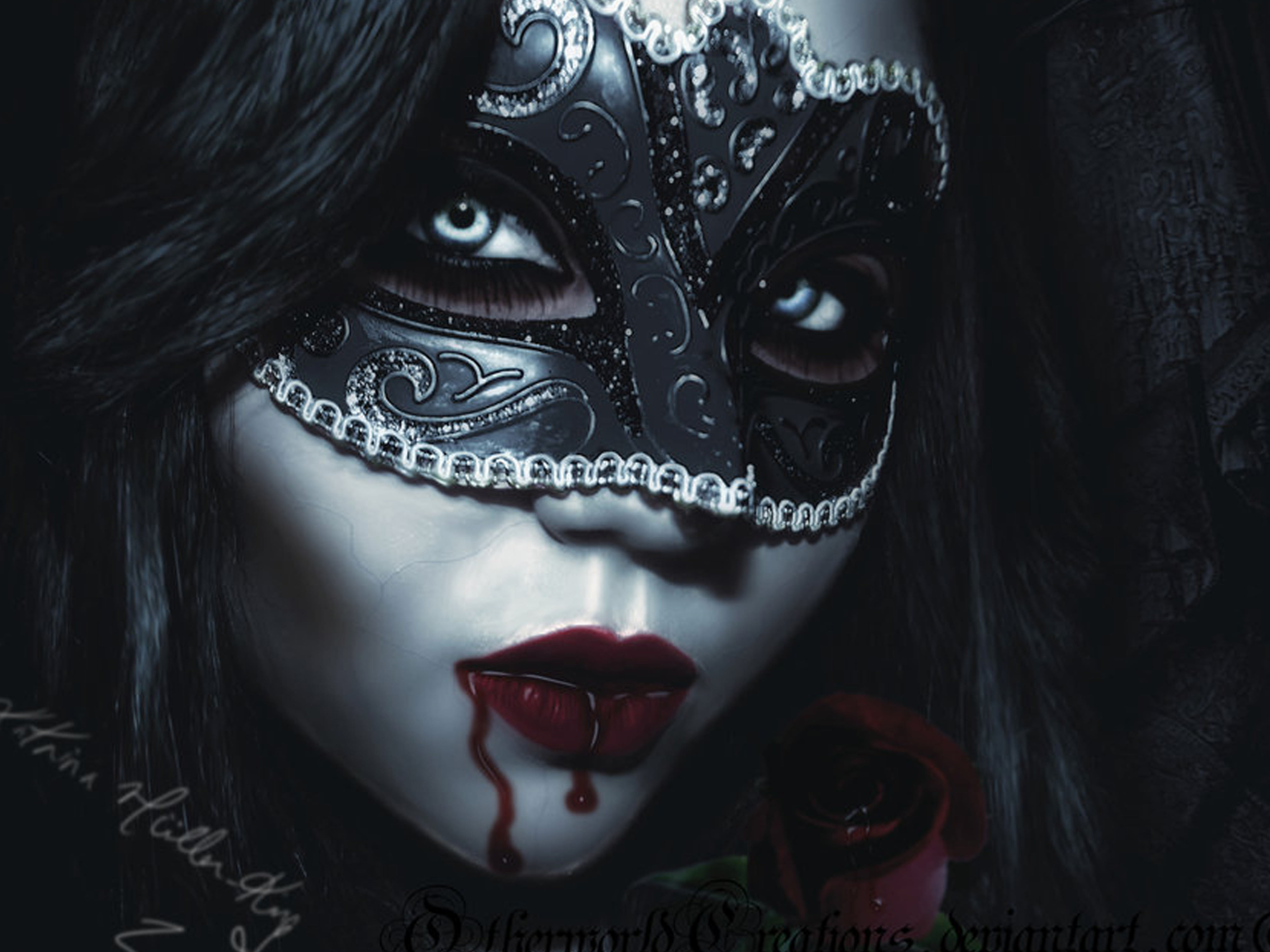 شاخ ترین عکس پروفایل دختر خون آشام با نقاب سیاه طرحدار زیبا