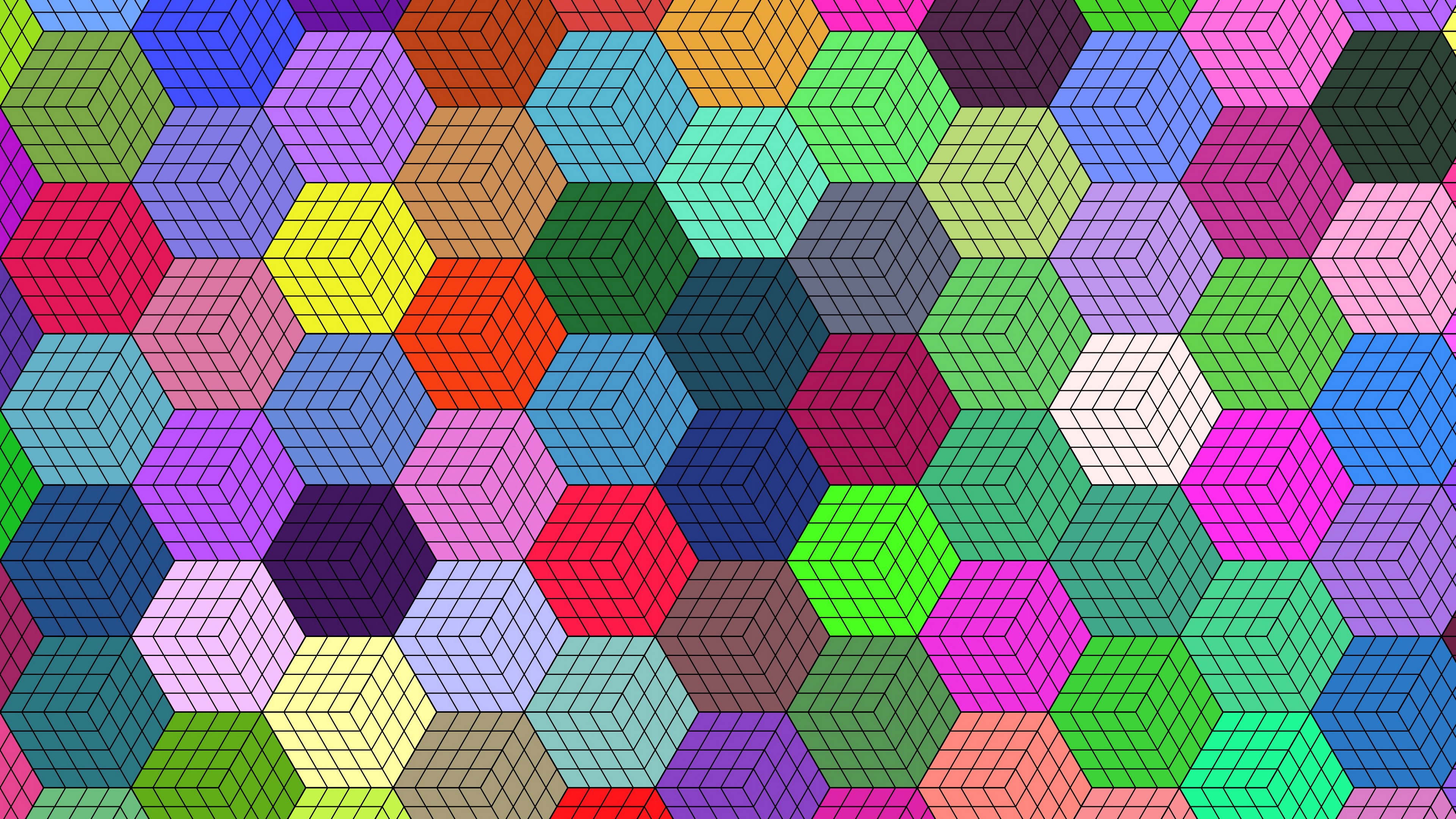 پس زمینه ای رنگی جذاب از مکعب های سه بعدی شش ضلعی 