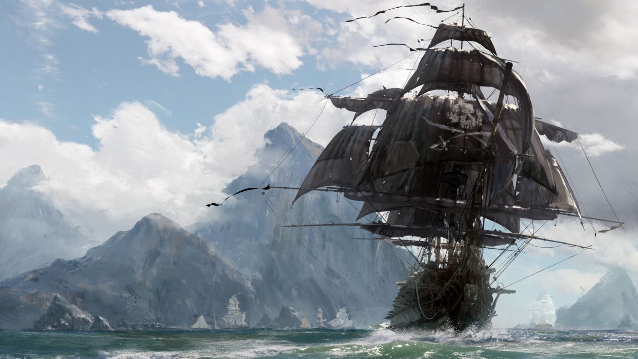 تصویر زمینه خفن کشتی دزدان دریایی سیاه رنگ در وضوح full hd