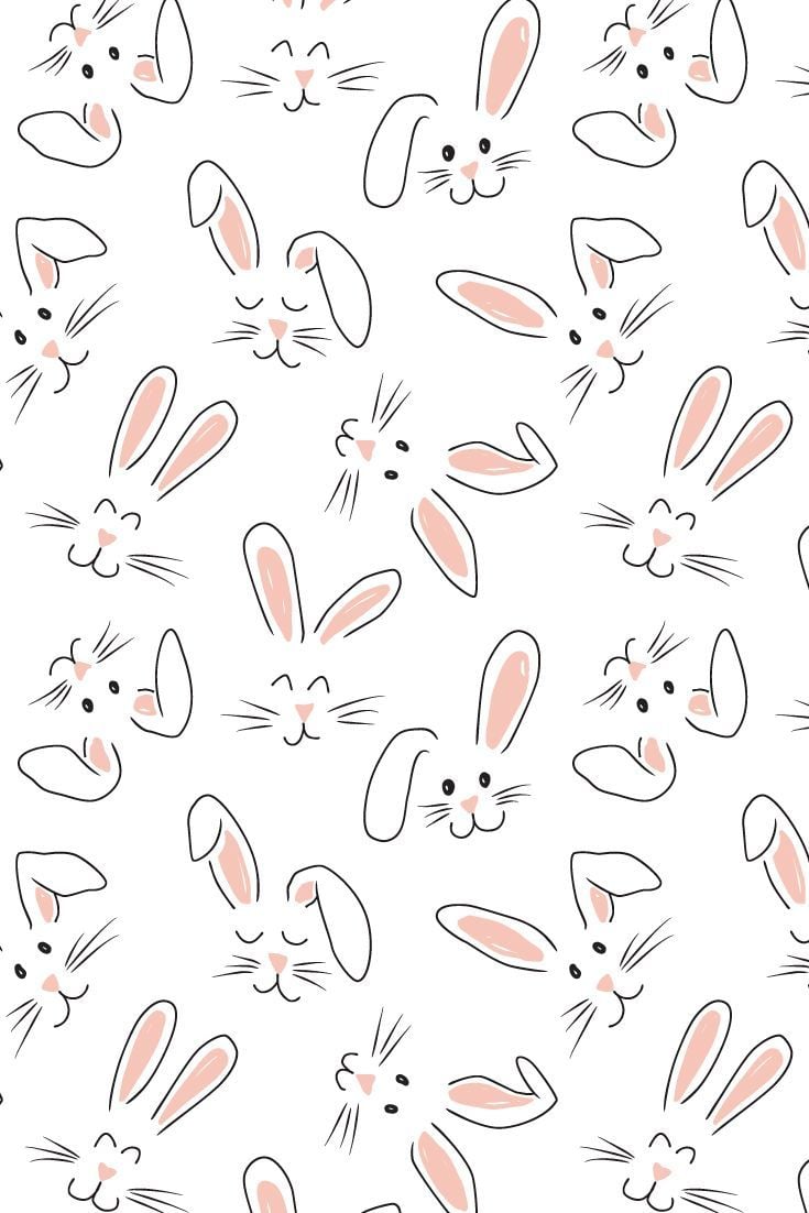 بارگیری بک گراند سفید از خرگوش های نقاشی شده با هاله صورتی