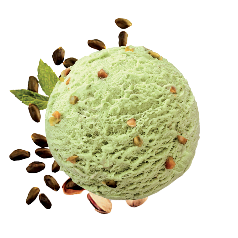  یک اسکوپ بستنی نعنایی تزئین شده با دانه های قهوه 