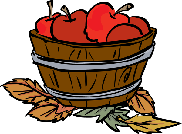 نقاشی سیب های قرمز در سطل چوبی برای photoshop