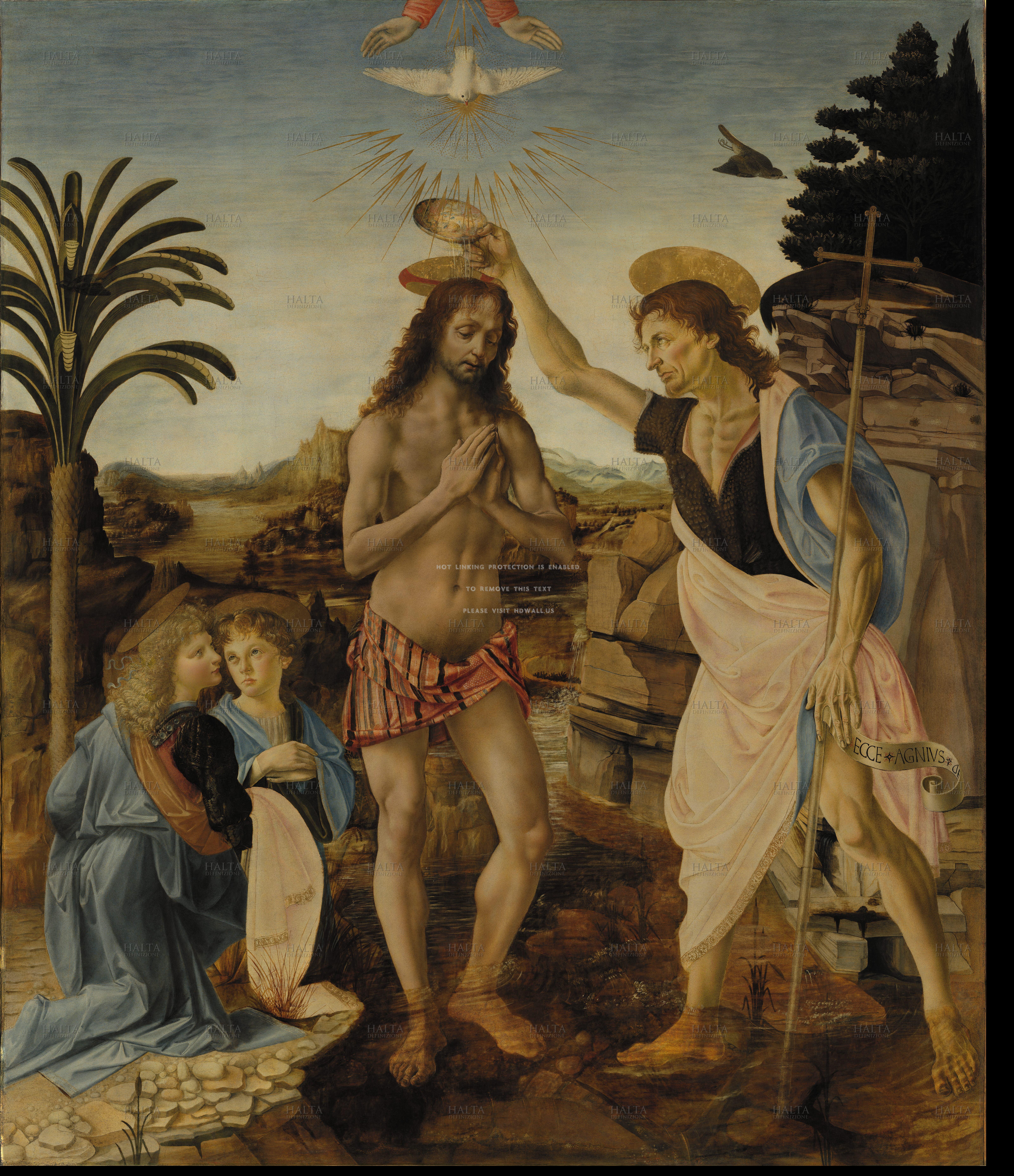 غسل تعمید مسیح یک نقاشی از آندرئا دل وروکیو و لئوناردو داوینچی