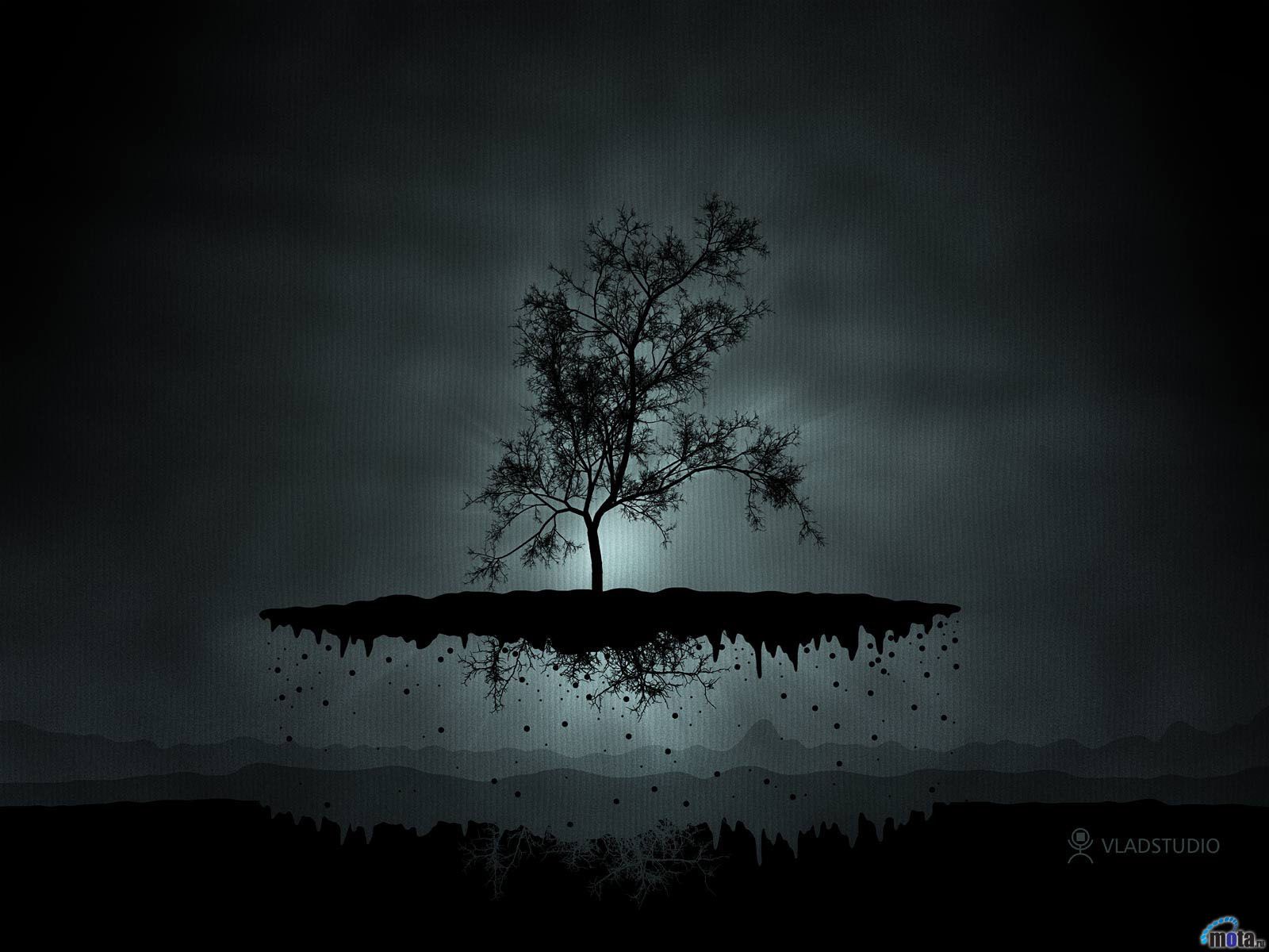 خفن ترین بک گراند درخت زندگی معلق در هوا با زمینه تاریک