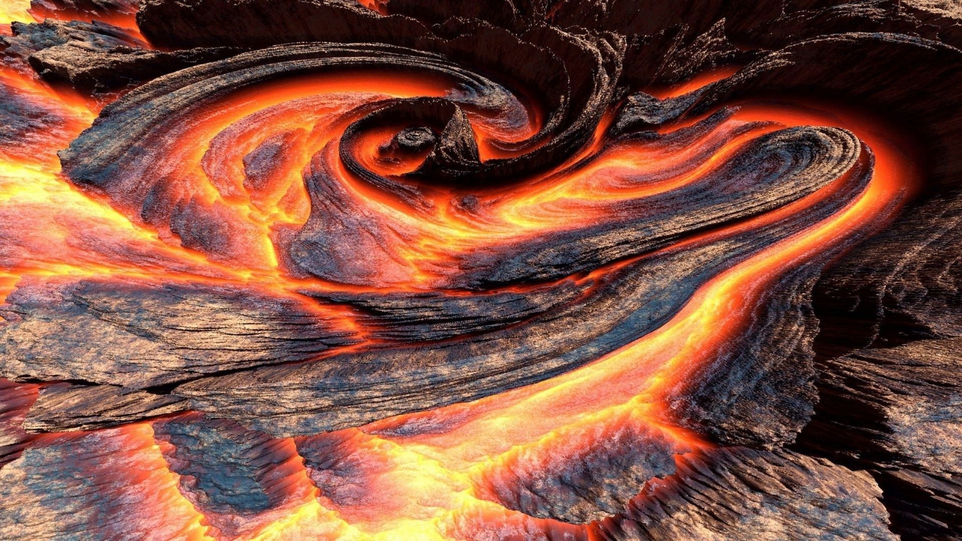 تصویر هنری واقعی خیره کننده  از حرکت گدازه های آتشفشانی 