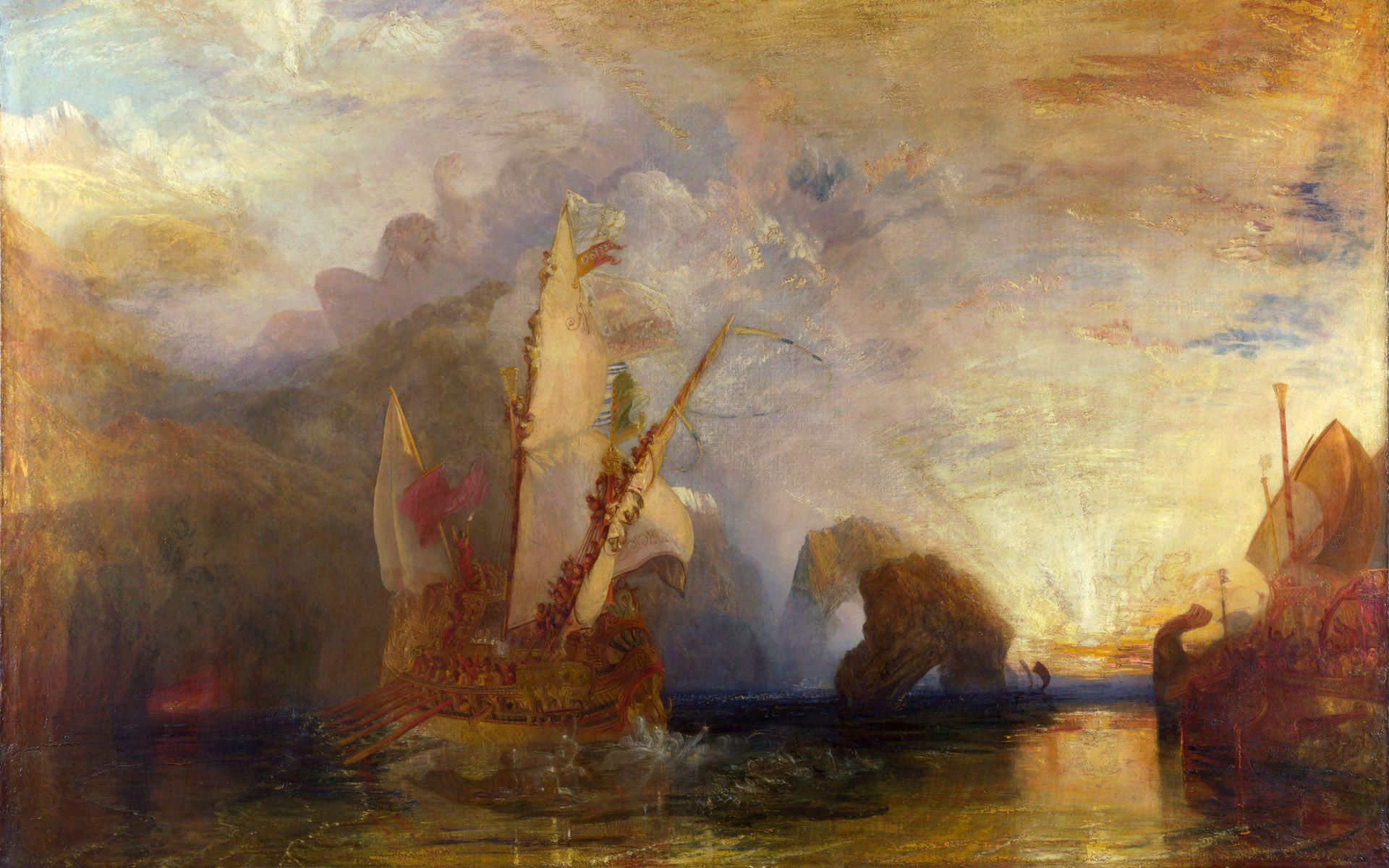 عکس تابلو نقاشی موج و کشتی اثر هنرمند معروف ویلیام ترنر