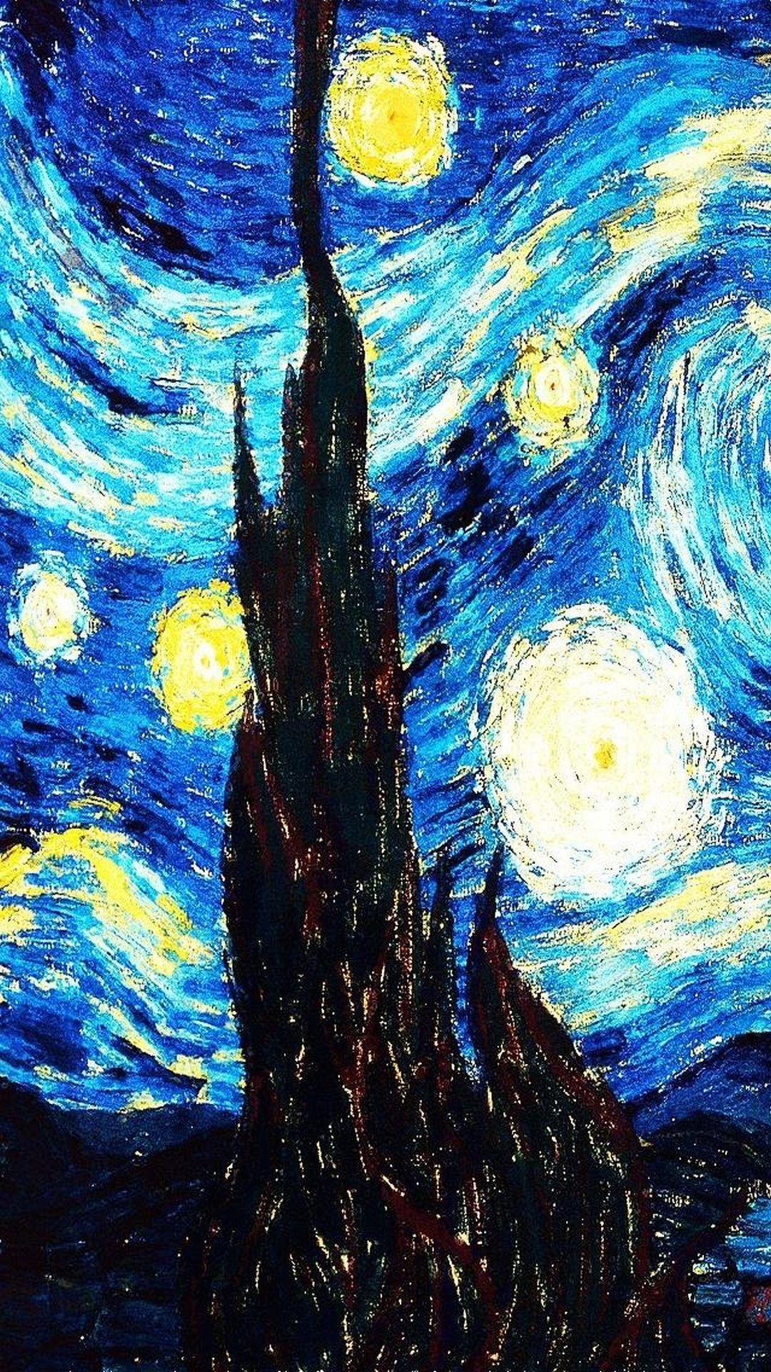 اثر زیبای معروف و هنرمندانه شب پر ستاره ون گوگ