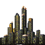 چاپ قاب موبایل و گوشی مدرن ترین طرح گرافیکی شهر بزرگ تیره رنگ دور بریده شده PNG 