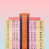 چاپ قاب موبایل و گوشی زیباترین ساختمان بلند و رنگارنگ صورتی و زرد با عالی ترین کیفیت 