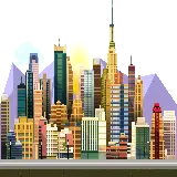چاپ قاب موبایل و گوشی عکس گرافیکی کامپیوتری شهر بزرگ و پر تراکم دور بری شده پی ان جی