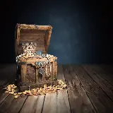 چاپ قاب موبایل و گوشی عکس صندوقچه عتیقه چوبی با تاج و مروارید و شمش طلا به سبک باستانی