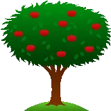 چاپ قاب موبایل و گوشی عکس کارتونی درخت قشنگ سیب قرمز بدون زمینه 1402