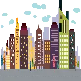 چاپ قاب موبایل و گوشی تصویر پی ان جی شهر بزرگ و ساختمان های بلند دور بریده شده 