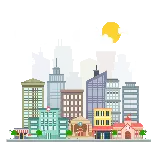 چاپ قاب موبایل و گوشی تصویر پی ان جی PNG دور بری شده از شهر گرافیکی بزرگ 