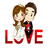 چاپ قاب موبایل و گوشی عکس Png فانتزی زوجی عروس و داماد کیوت روی کلمه LOVE