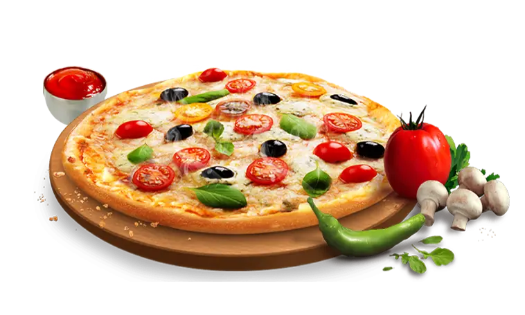 دانلود png رایگان عکس غذا با گوجه و قارچ و پنیر پیتزا