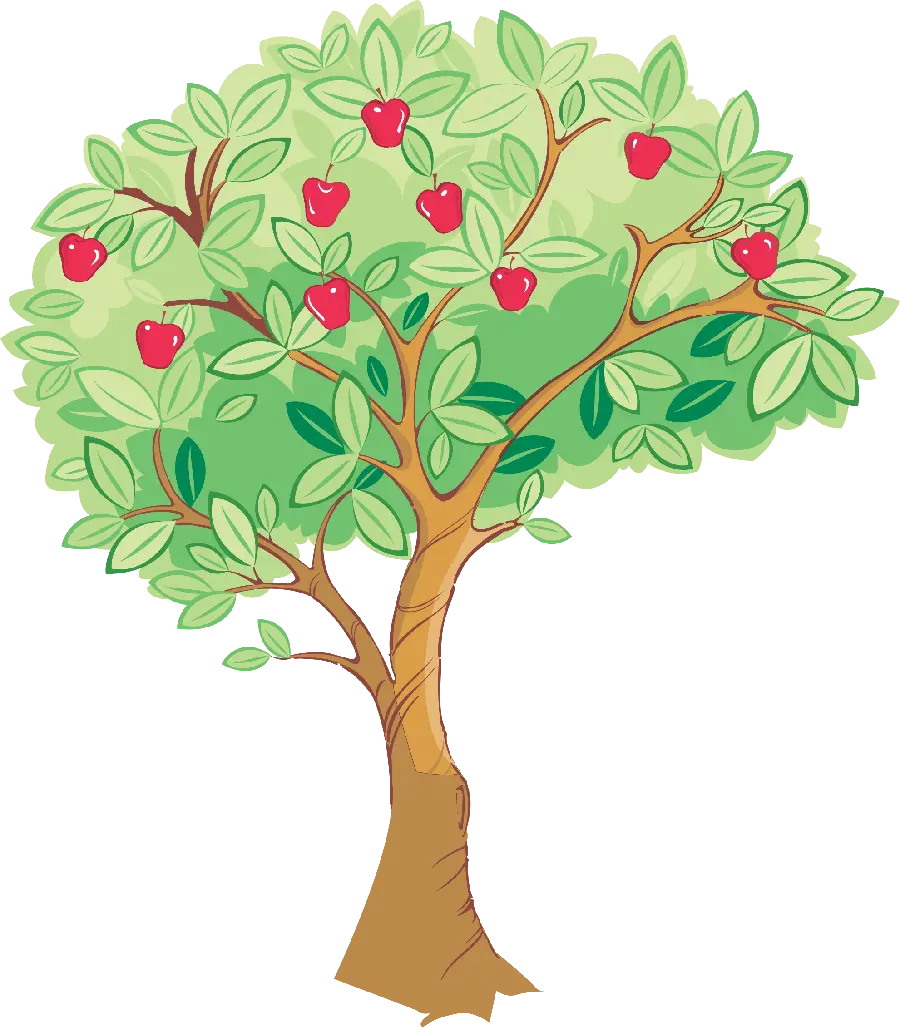 دانلود عکس درخت سیب گرافیکی با فرمت PNG و ترانسپرنت دوربری شده رایگان 